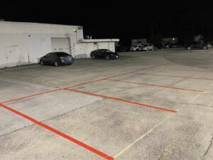 Parking lot line striping