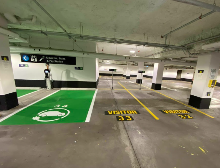 Visitor parking sign in commercial lot