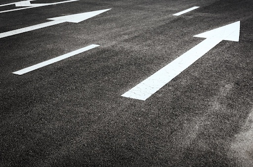 White lines on asphalt