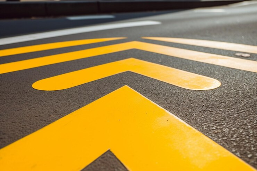 Yellow chevron road marking